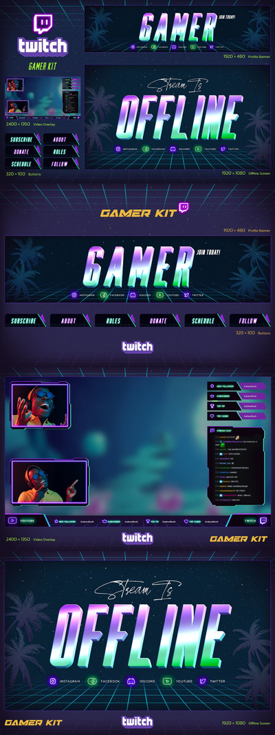 游戏玩家UI广告模板(PSD,PDF)