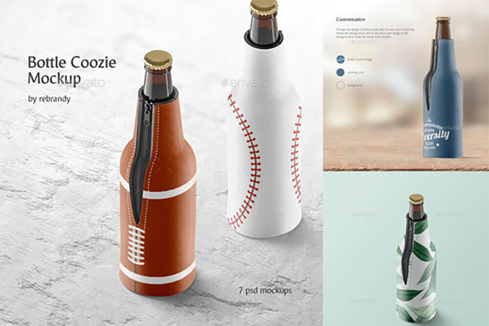 玻璃酒瓶橡胶外壳包装图案设计样机 (psd)