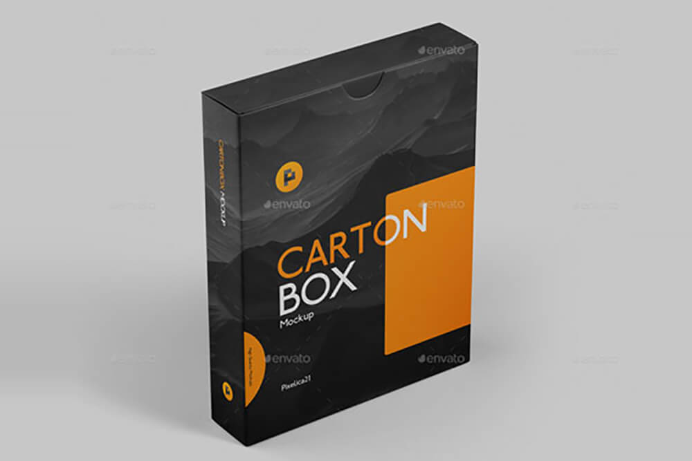 抽屉式纸箱纸盒包装设计样机 (psd)