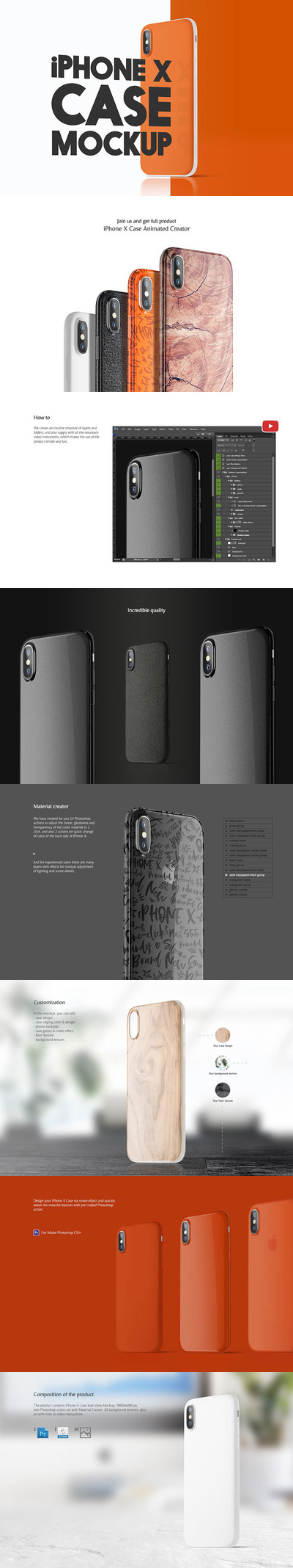 iPhone X手机壳设计样机 (psd)