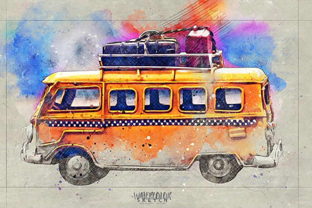 复古水彩素描照片效果ps动作 (atn)