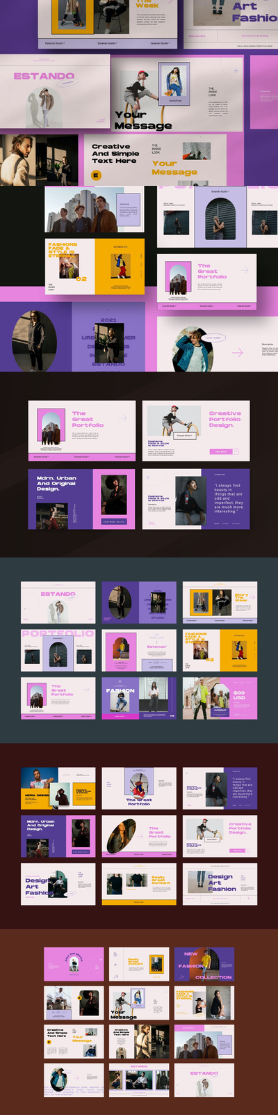 时尚创意美容行业PPT模板 (PPTX)