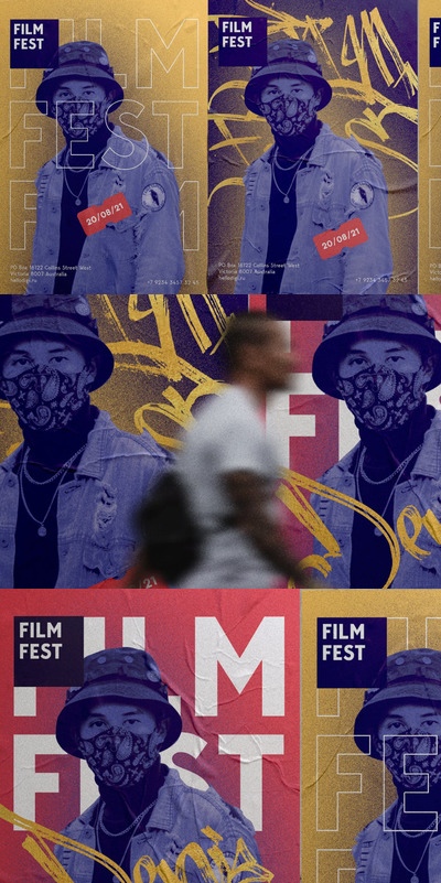 高端海报墙模型 (PSD)