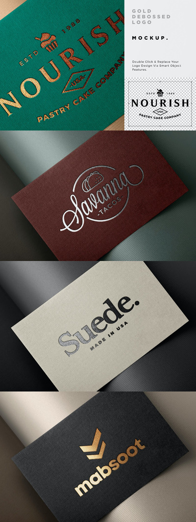 金色印压Logo产品样机(PSD)