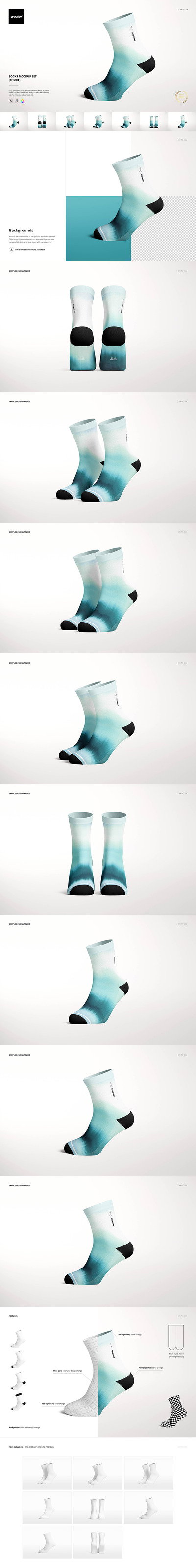 短款袜子设计样机套装[2.3GB,PSD]