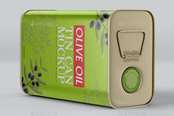 橄榄油锡罐包装设计样机 (psd)