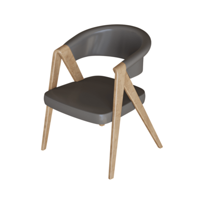 灰色坐垫的实木餐椅3D模型（OBJ,FBX,MAX）