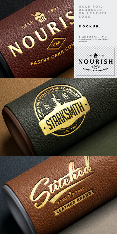 金箔皮革印压标志模型 (PSD)