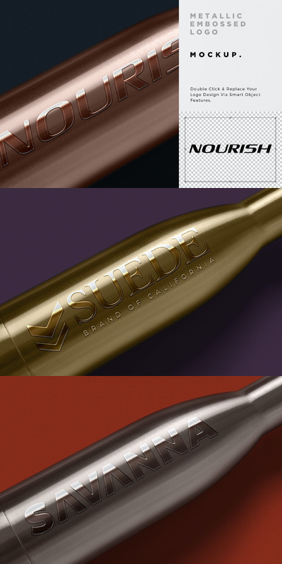 金属表面浮雕标志模型 (PSD)