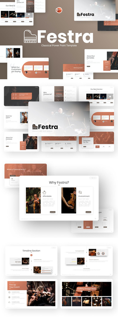 古典音乐奢华PPT模板 (PPTX)