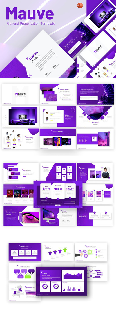 淡紫色多用途创意幻灯片模板(PPTX)