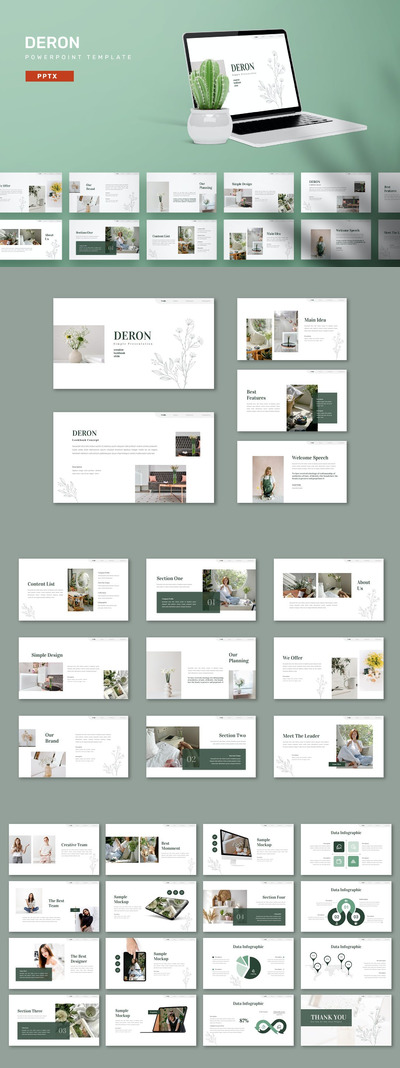 Deron - 优雅项目展示Powerpoint 模板PPTX)