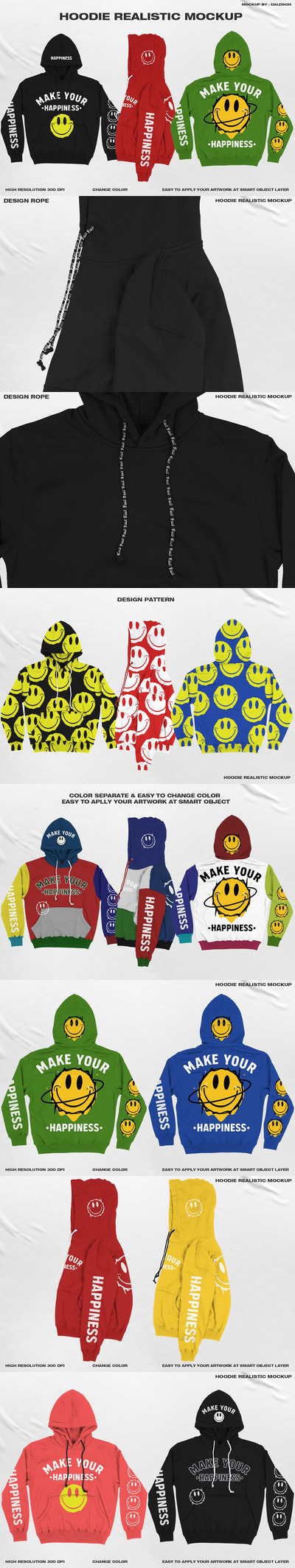 逼真的连帽衫服装设计样机 (psd)