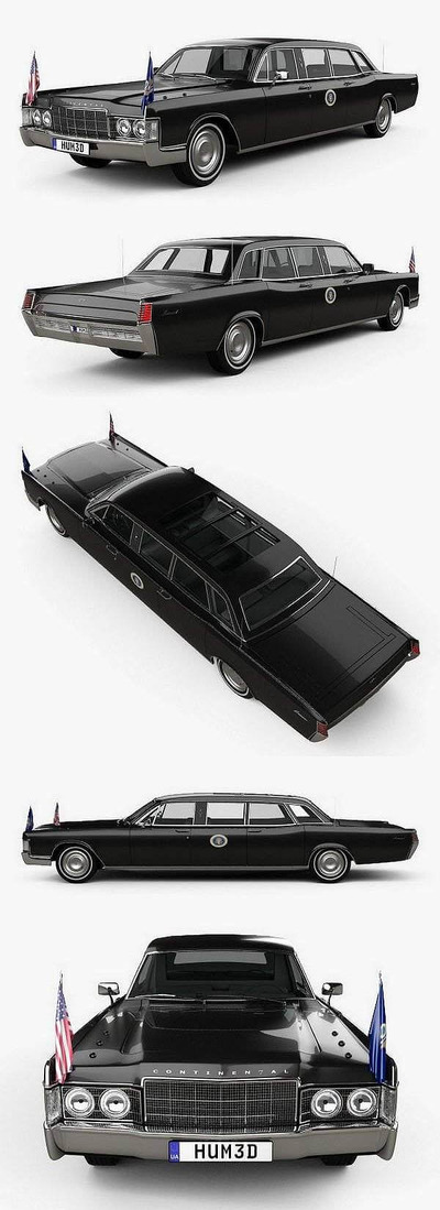 林肯加长版汽车教程 US Presidential State Car 1969轿车3D模型下载 (C4D,FBX,OBJ,MAX)