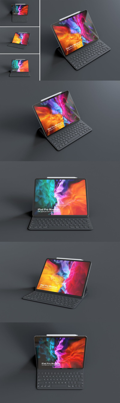 iPad Pro与键盘模型 (PSD)