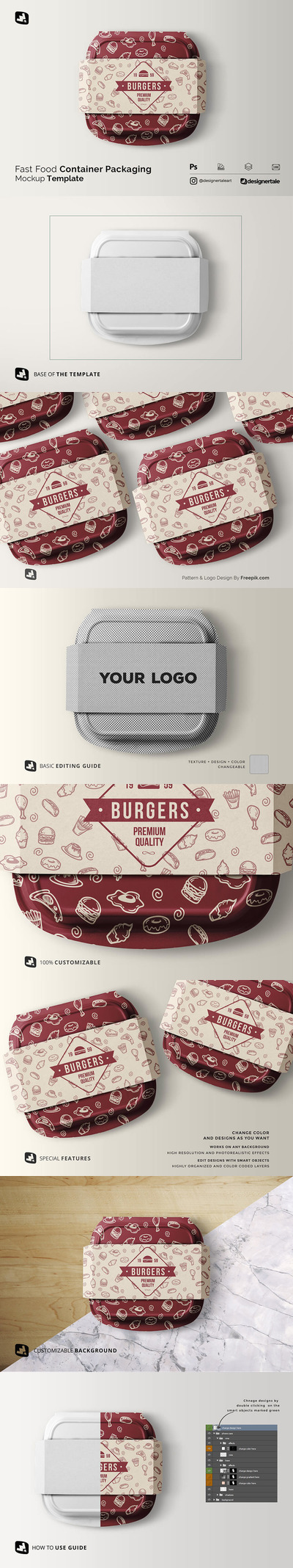快餐食品容器包装设计样机 (psd)