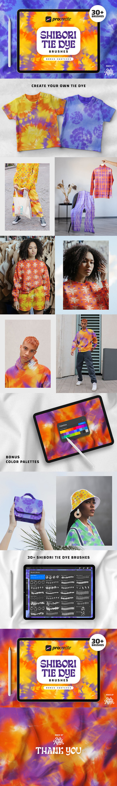 扎染图案Procreate纹理笔刷 (brushset)
