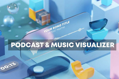 播客和音乐视觉技术几何3D场景视频AE模板[aep]