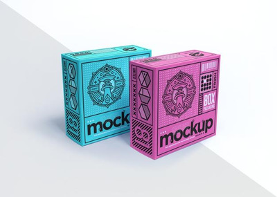 逼真的包装盒设计样机模板[psd]