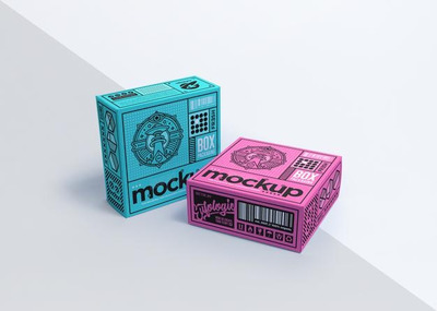 逼真的盒子包装设计展示样机模板[psd]
