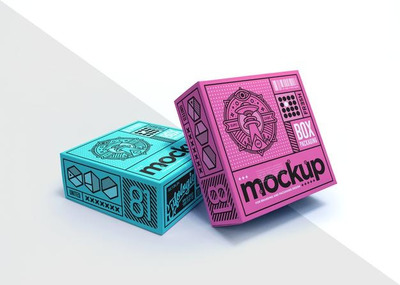 逼真的纸质包装盒设计PSD样机[psd]