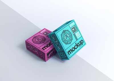 逼真的礼物包装盒包装设计样机[psd]