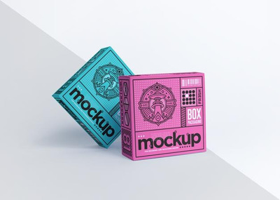 逼真的盒子包装设计展示样机模板[psd]