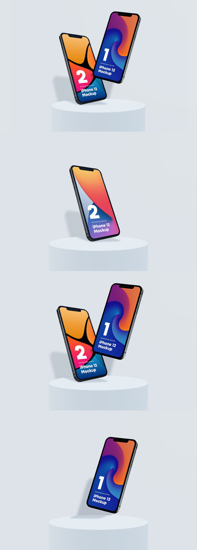 时尚高端逼真质感的iPhone 12 Pro APP UI样机展示模型mockups
