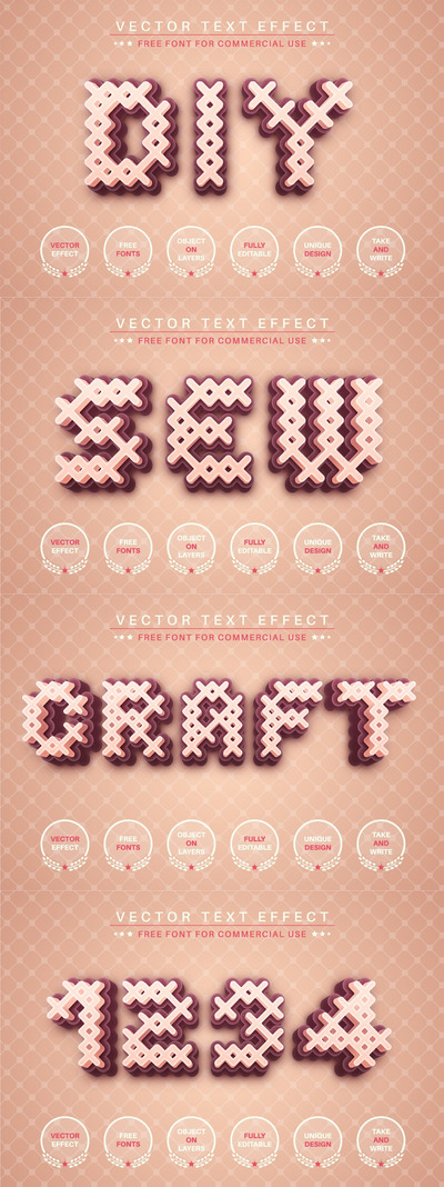 时尚高端3D立体可编辑的立体文字图层样式-AI,EPS