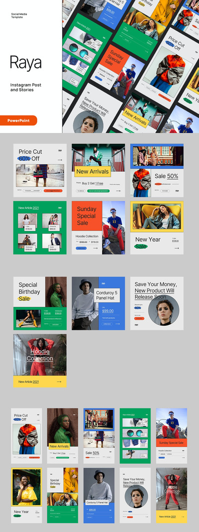 时尚高端专业的高品质Instagram社交媒体bannerpowerpoint幻灯片演示模板（pptx）