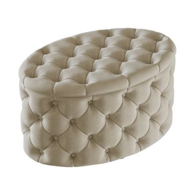 米色椭圆形布艺沙发凳3D模型（OBJ,FBX,MAX）