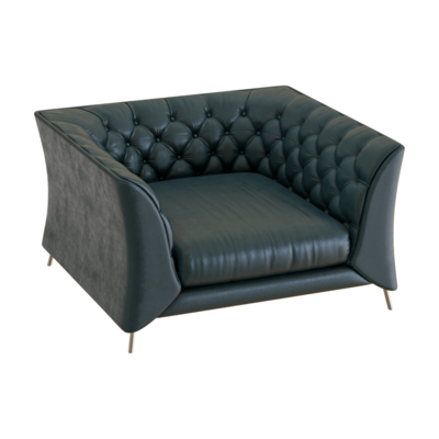 墨绿色单人皮革沙发3D模型（OBJ,FBX,MAX）