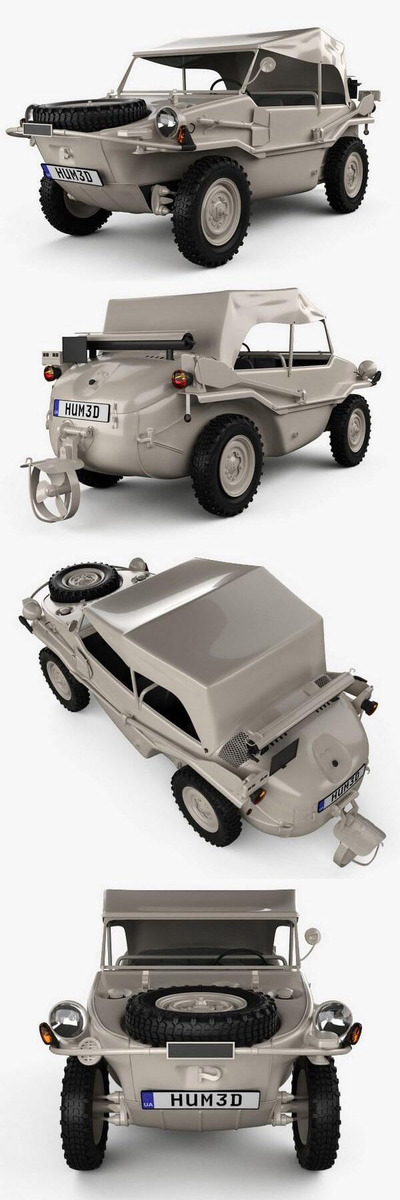 大众 Type 166 Schwimmwagen 1942 复古科幻汽车3D模型下载 (C4D,FBX,OBJ,MAX)