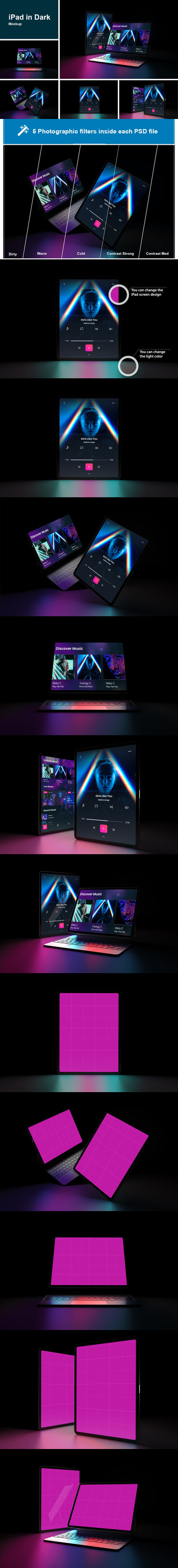 音乐iPad页面产品样机(PSD)