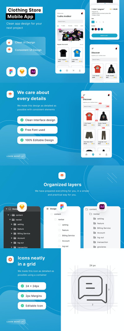服装商店手机App模板 (FIG,SKETCH,XD)