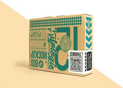 硬纸盒封口贴纸标签设计样机[psd]