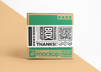 纸盒包装标签设计正视图样机[psd]