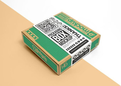 包装纸板盒子标签&包装设计样机[psd]