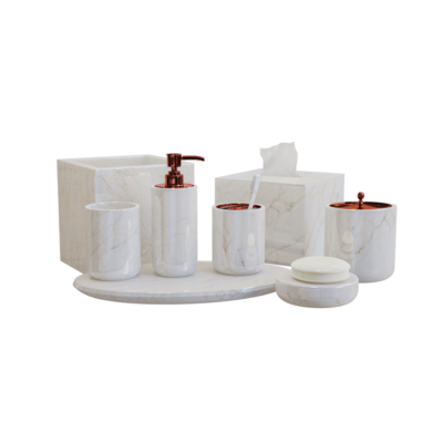 白色陶瓷浴室配件7件套3D模型（OBJ,FBX,MAX）