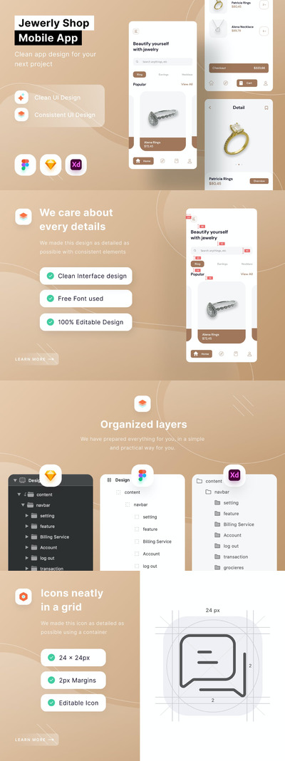 珠宝店手机App模型 (FIG,SKETCH,XD)