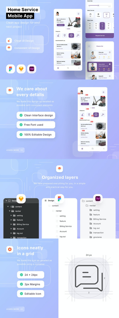 家政服务移动应用模型(FIG,SKETCH,XD)