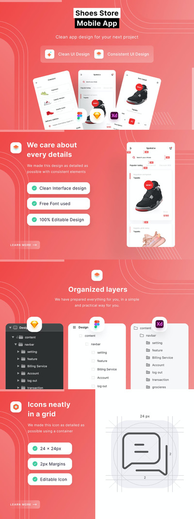 鞋子电商销售模板(FIG,SKETCH,XD)