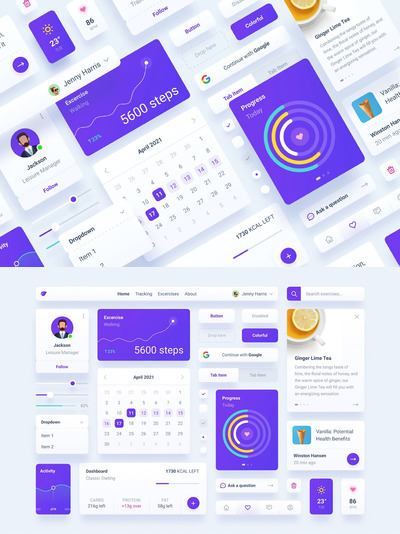 健康管理状况仪表板UI工具包 (SKETCH,FIG)