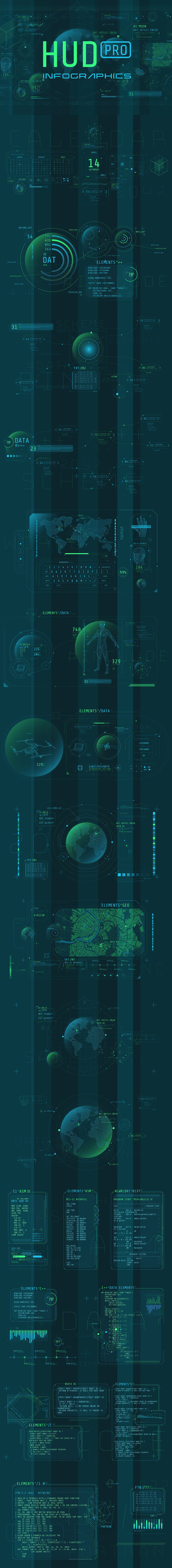 HUD Pro信息图表元素(AI,EPS,JPG,PSD)