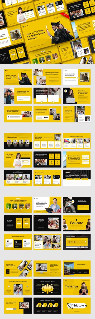 高品质的在线教育行业报告powerpoint幻灯片演示模板（pptx）