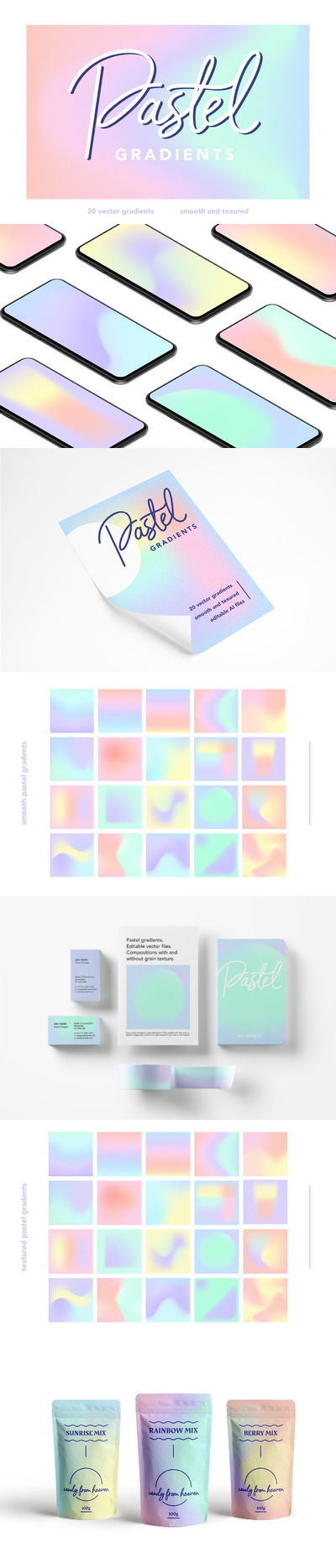 时尚高端清新优雅的柔和渐变矢量背景底纹纹理集合-AI, JPG, PNG