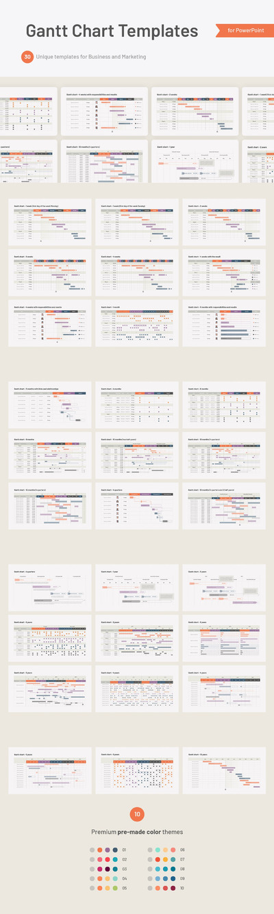 PPT甘特图模板合集下载 (PPTX,PDF)