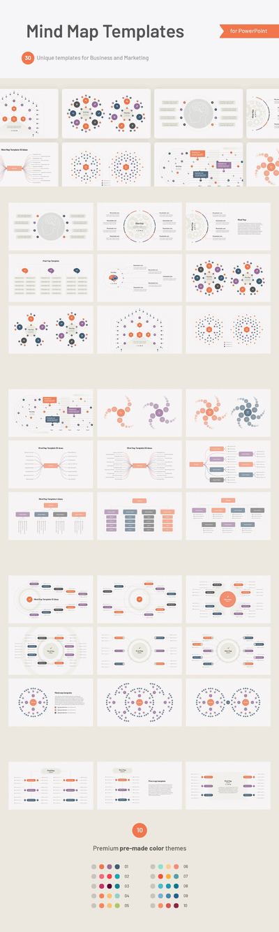 PPT思维脑图模板合集下载 (PPTX,PDF)