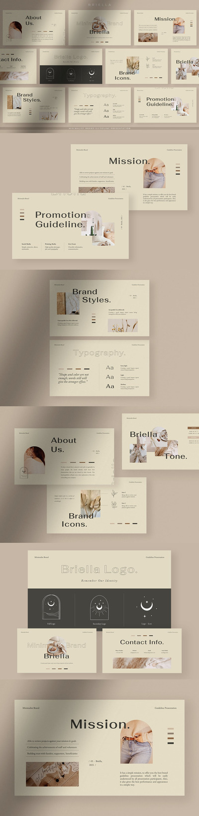 极简主义品牌指南PPT模板 (PPT,PPTX)