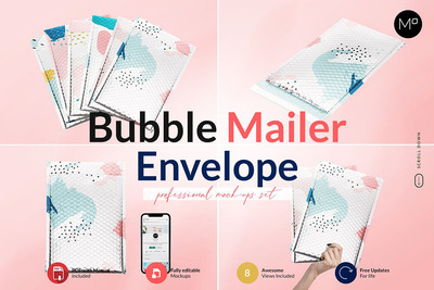 快递气泡信封邮件袋设计样机集 (psd)